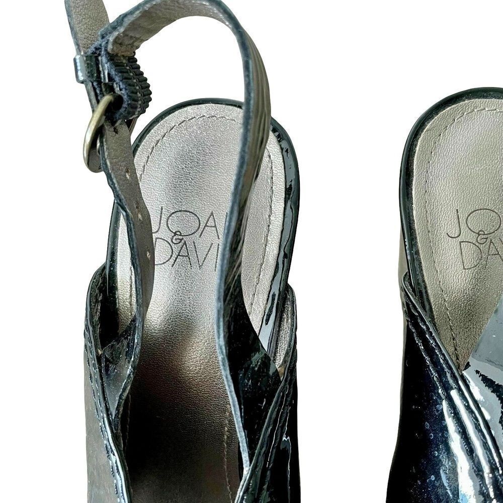 Joan & David Womens Avery Wedges Black Patent Leather Peep Toes Shoes 6.5 M - Picture 9 of 10